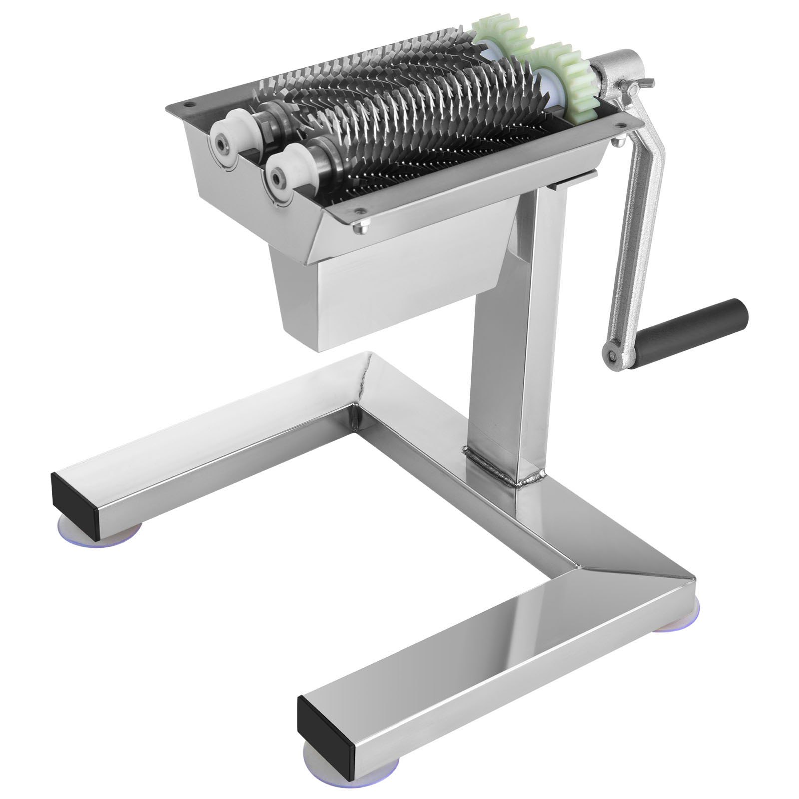 VEVOR manual steak tenderizer with stainless steel body and hand crank handle.