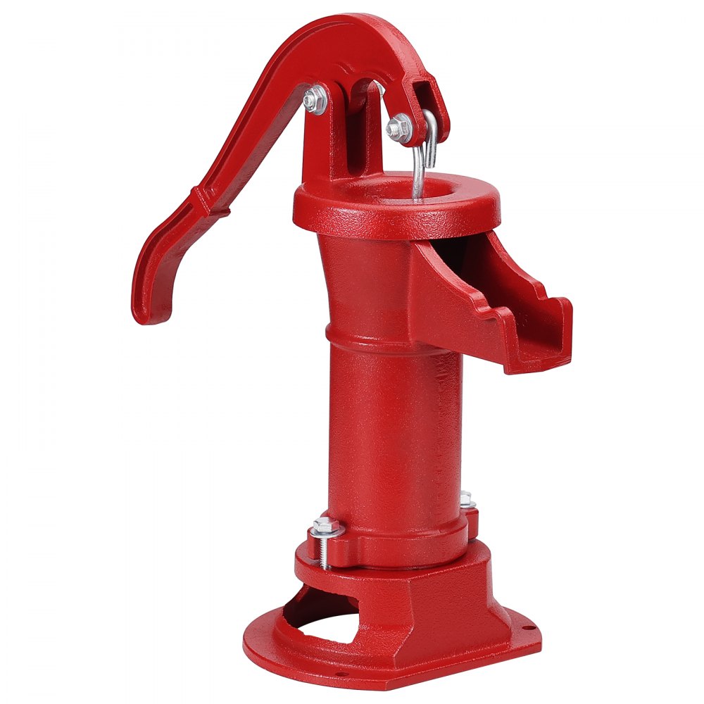 VEVOR Antique Well Hand Pitcher Pump, 7.6 m Maximum Lift, Cast Iron Manual Hand Water Pump with Ergonomic Handle G1-5/8" Easy Installation, Old Fashioned for Outdoor Home Yard Garden Pond Farm, Red