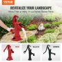 VEVOR Starožitné ručné džbánové čerpadlo, maximálny zdvih 25 stôp, liatinové ručné ručné vodné čerpadlo s ergonomickou rukoväťou G1-5/8" jednoduchá inštalácia, staromódne pre vonkajšiu záhradu s jazierkom, červená