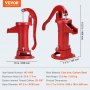VEVOR Antique Well Hand Pitcher Pump, 7.6 m Maximum Lift, Cast Iron Manual Hand Water Pump with Ergonomic Handle G1-5/8" Easy Installation, Old Fashioned for Outdoor Home Yard Garden Pond Farm, Red