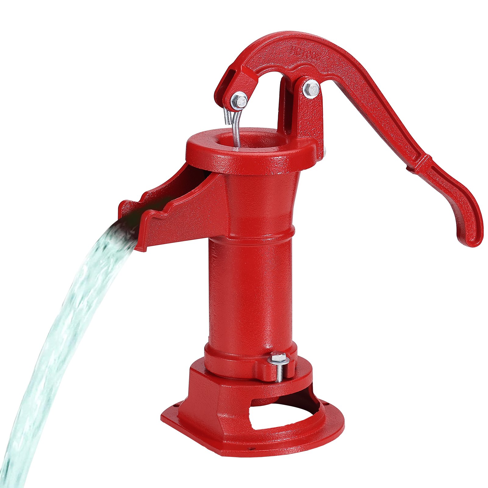 VEVOR Antique Well Hand Pitcher Pump, 7.6 m Maximum Lift, Cast Iron Manual Hand Water Pump with Ergonomic Handle G1-5/8" Easy Installation, Old Fashioned for Outdoor Home Yard Garden Pond Farm, Red