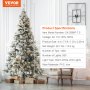 VEVOR 7.5FT Snow Flocked Christmas Tree & 550 Warm White LED Lights 1346 Tips