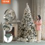 VEVOR Árbol de Navidad, árbol artificial flocado preiluminado de 7.5 pies, árbol de Navidad completo con 550 luces LED blancas, 1346 puntas de ramas, base de metal para decoración del hogar, fiesta, oficina