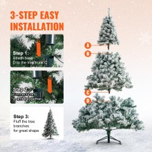 VEVOR 7.5FT Snow Flocked Christmas Tree & 550 Warm White LED Lights 1346 Tips