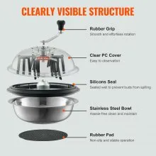 VEVOR Leaf Bowl Trimmer, 16'' Trimmer Bowl, Manual Bud Trimmer with Stainless-Steel Blades for Twisted Spin Cut, Clear Visibility Dome, Foldable Herb Drying Rack and Hand Pruner Included