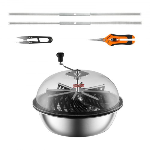 VEVOR Leaf Bowl Trimmer, 24'' Trimmer Bowl, Manual Bud Trimmer with Stainless-Steel Blades for Twisted Spin Cut, Clear Visibility Dome and Hand Pruner Included, for Cutting Leaves, Buds, Flowers