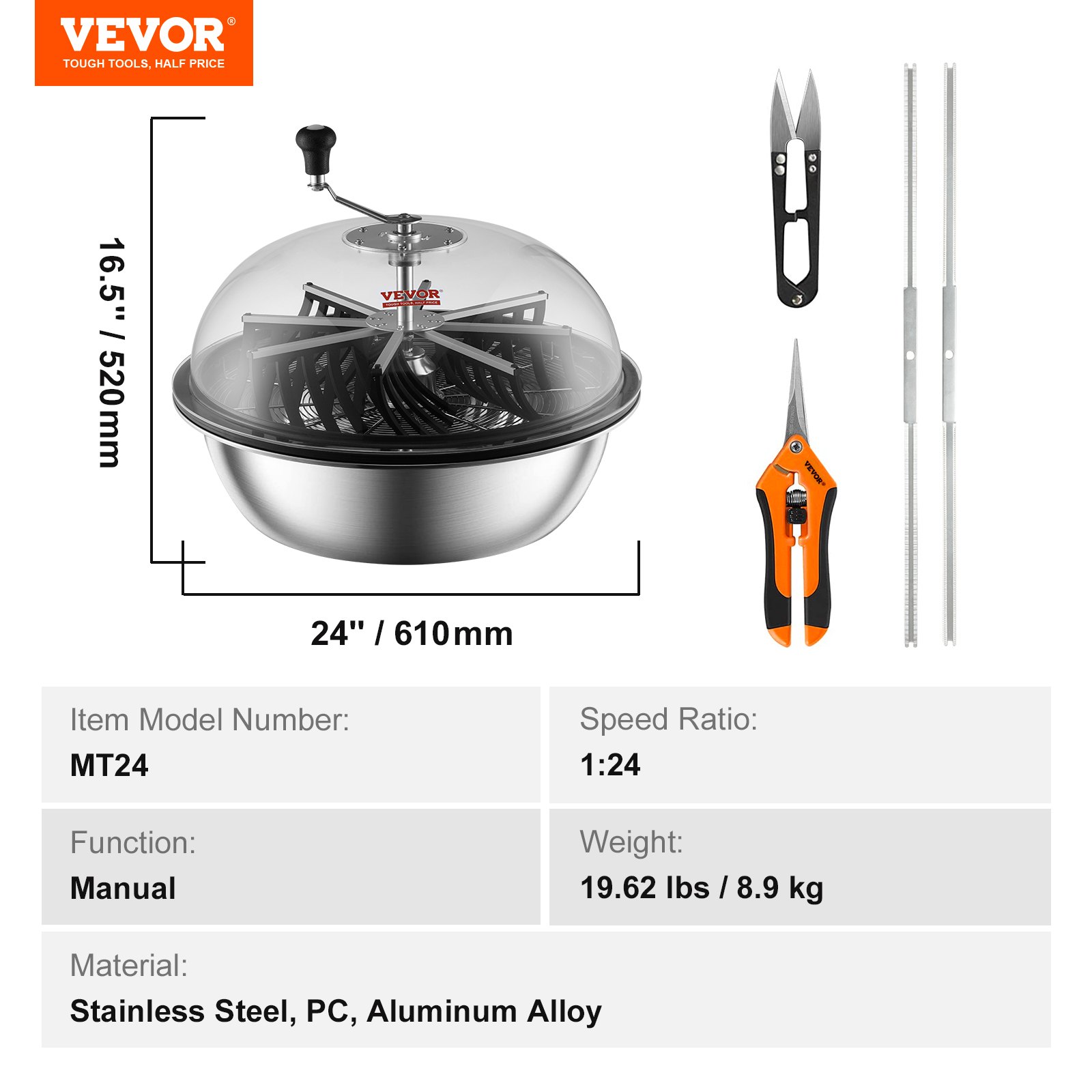 VEVOR Leaf Bowl Trimmer, 731.5 cm Trimmer Bowl, Manual Bud Trimmer with Stainless-Steel Blades for Twisted Spin Cut, Clear Visibility Dome and Hand Pruner Included, for Cutting Leaves, Buds, Flowers