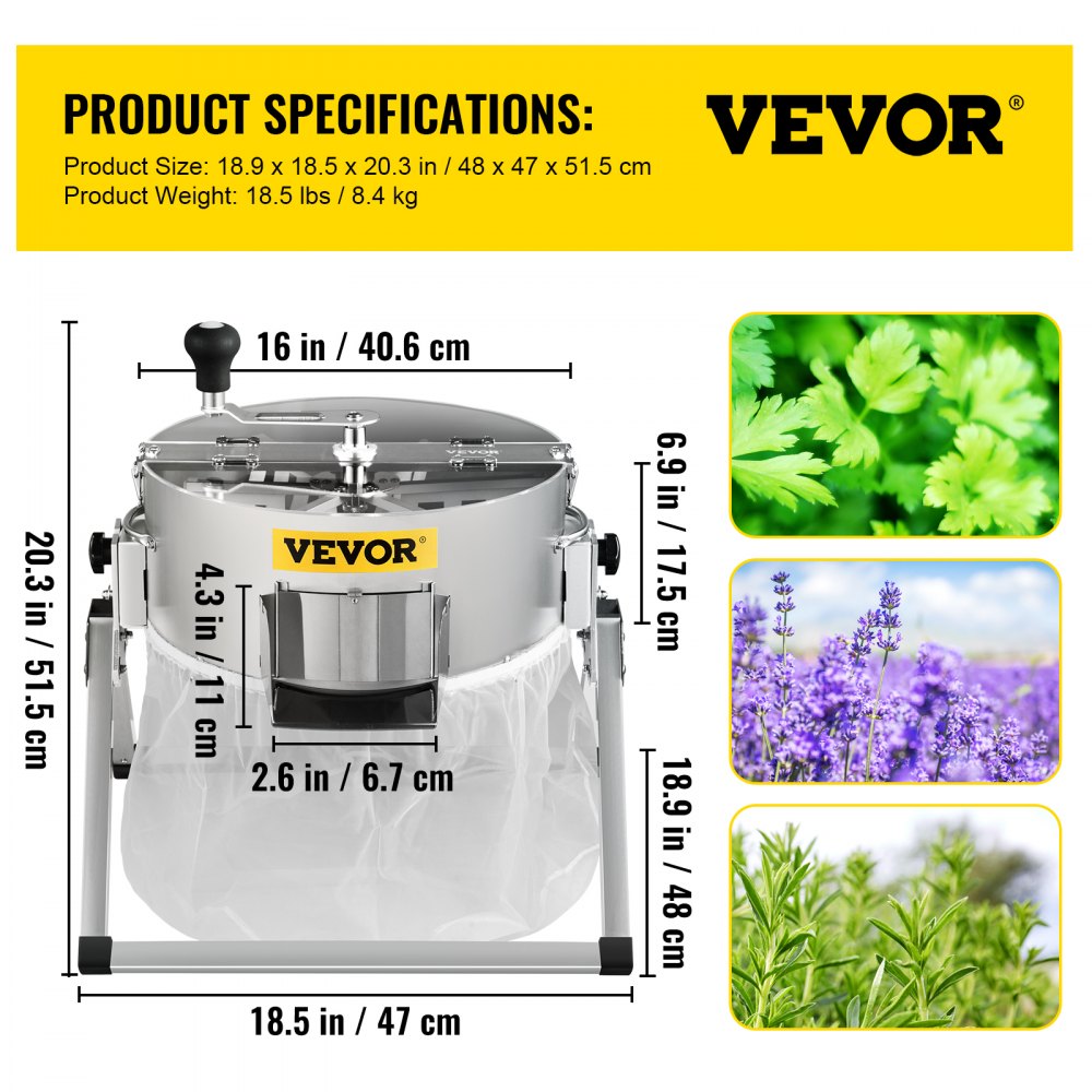 VEVOR Bud Leaf Trimmer, 16 inch Manual, Hydroponic Dry or Wet Plant Trimming Machine with Sharp Stainless Steel Blades & Solid Metal Gearbox & Hand Pruner, Twisted Spin Cut for Herbs, Leaves, Silver
