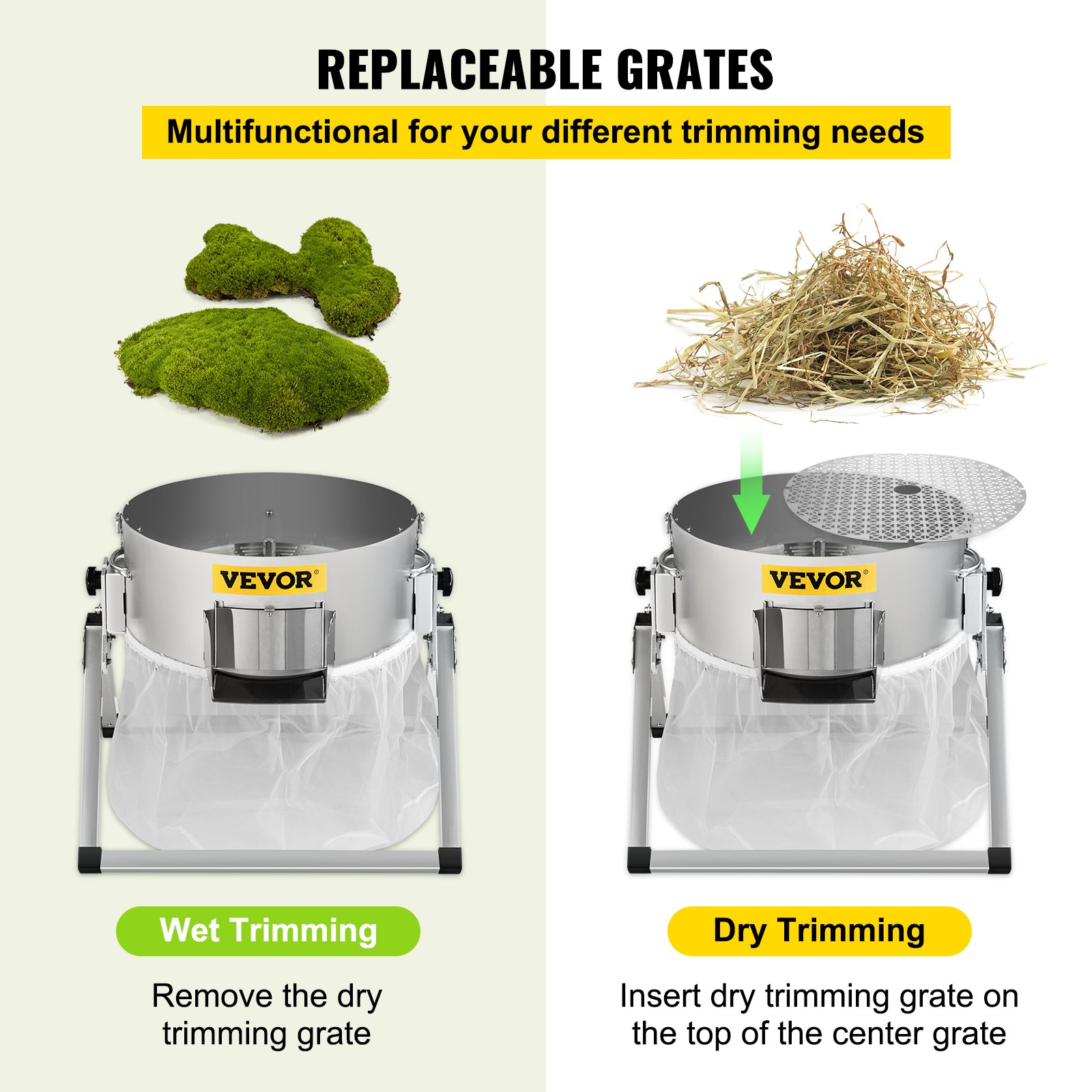 VEVOR Bud Leaf Trimming Machine Hydroponics Trimmer 40.6cm Stainless Steel Spin