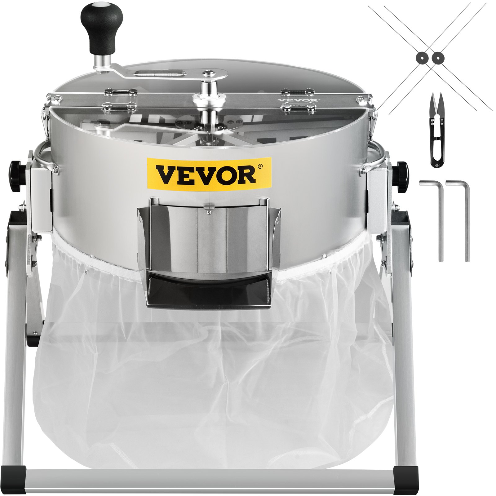 VEVOR Bud Leaf Trimmer, 16 inch Manual, Hydroponic Dry or Wet Plant Trimming Machine with Sharp Stainless Steel Blades & Solid Metal Gearbox & Hand Pruner, Twisted Spin Cut for Herbs, Leaves, Silver