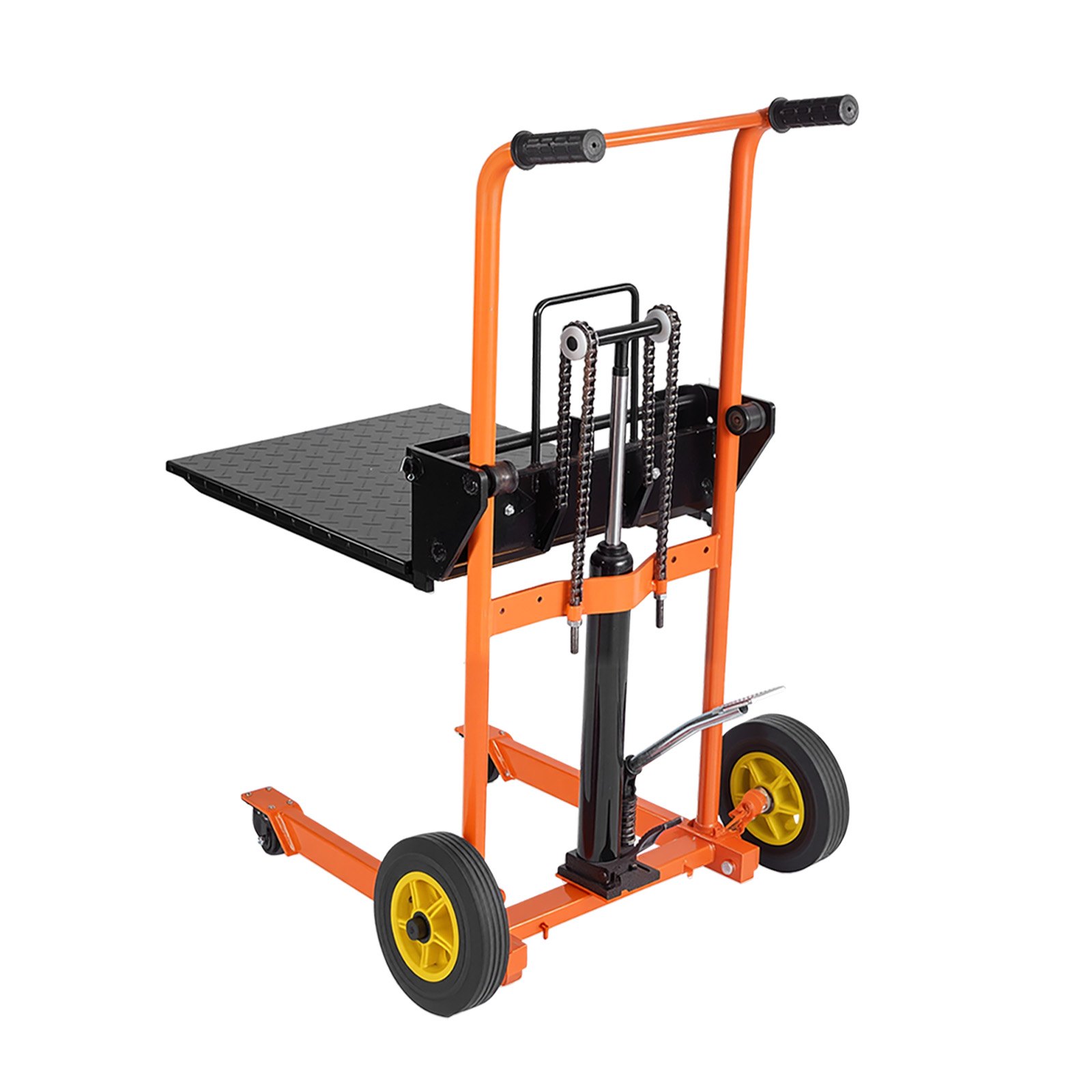 VEVOR Hydraulic Material Lift Winch Stacker, 205 kg Load Capacity, Pallet Truck Dolly with Fork Lift Table, 1000 mm Max Lifting Height, Foldable & Portable Pallet Jack Table Cart, Orange & Black