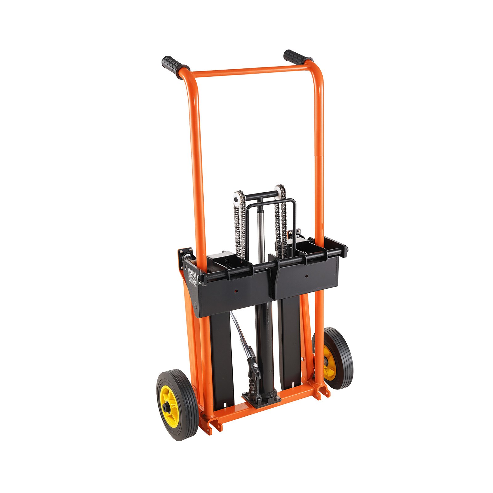 VEVOR Hydraulic Material Lift Winch Stacker, 205 kg Load Capacity, Pallet Truck Dolly with Fork Lift Table, 1000 mm Max Lifting Height, Foldable & Portable Pallet Jack Table Cart, Orange & Black