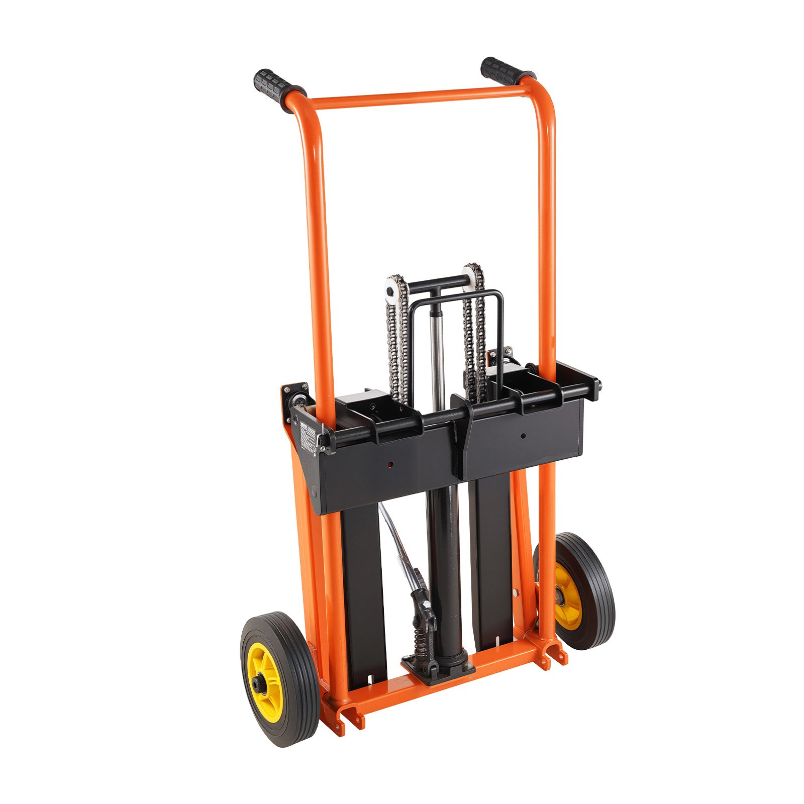 VEVOR Hydraulic Material Lift Winch Stacker, 205 kg Load Capacity, Pallet Truck Dolly with Fork Lift Table, 900 mm Max Lifting Height, Foldable & Portable Pallet Jack Table Cart, Orange & Black