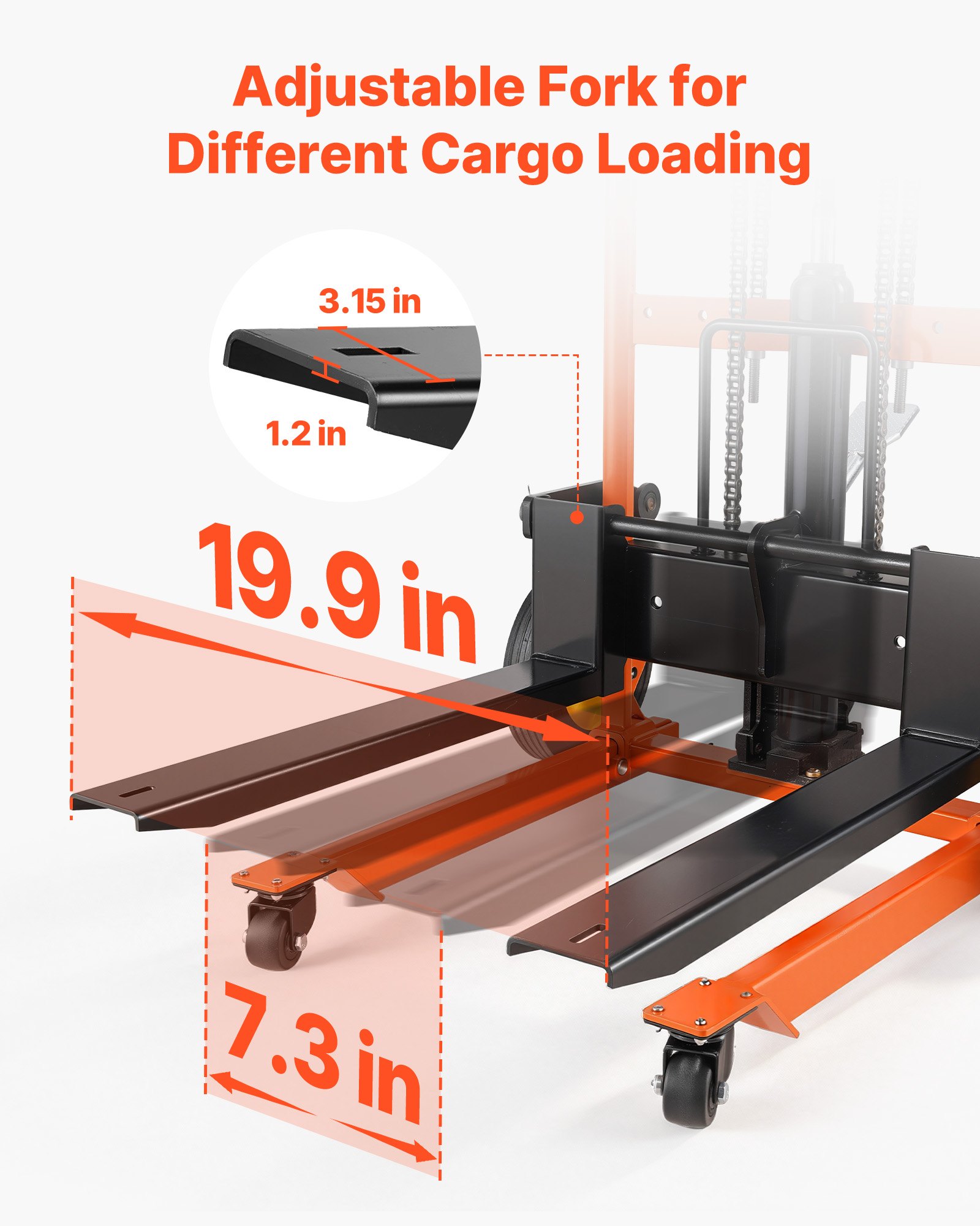 VEVOR Hydraulic Material Lift Winch Stacker, 205 kg Load Capacity, Pallet Truck Dolly with Fork Lift Table, 900 mm Max Lifting Height, Foldable & Portable Pallet Jack Table Cart, Orange & Black