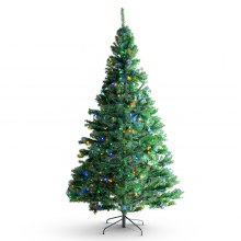 VEVOR Arbre de Noël artificiel pré-éclairé de 2 m, arbre de décoration complet de vacances avec 450 lumières LED multicolores, 1227 pointes de branches, base en métal pour décoration de bureau, fête à domicile