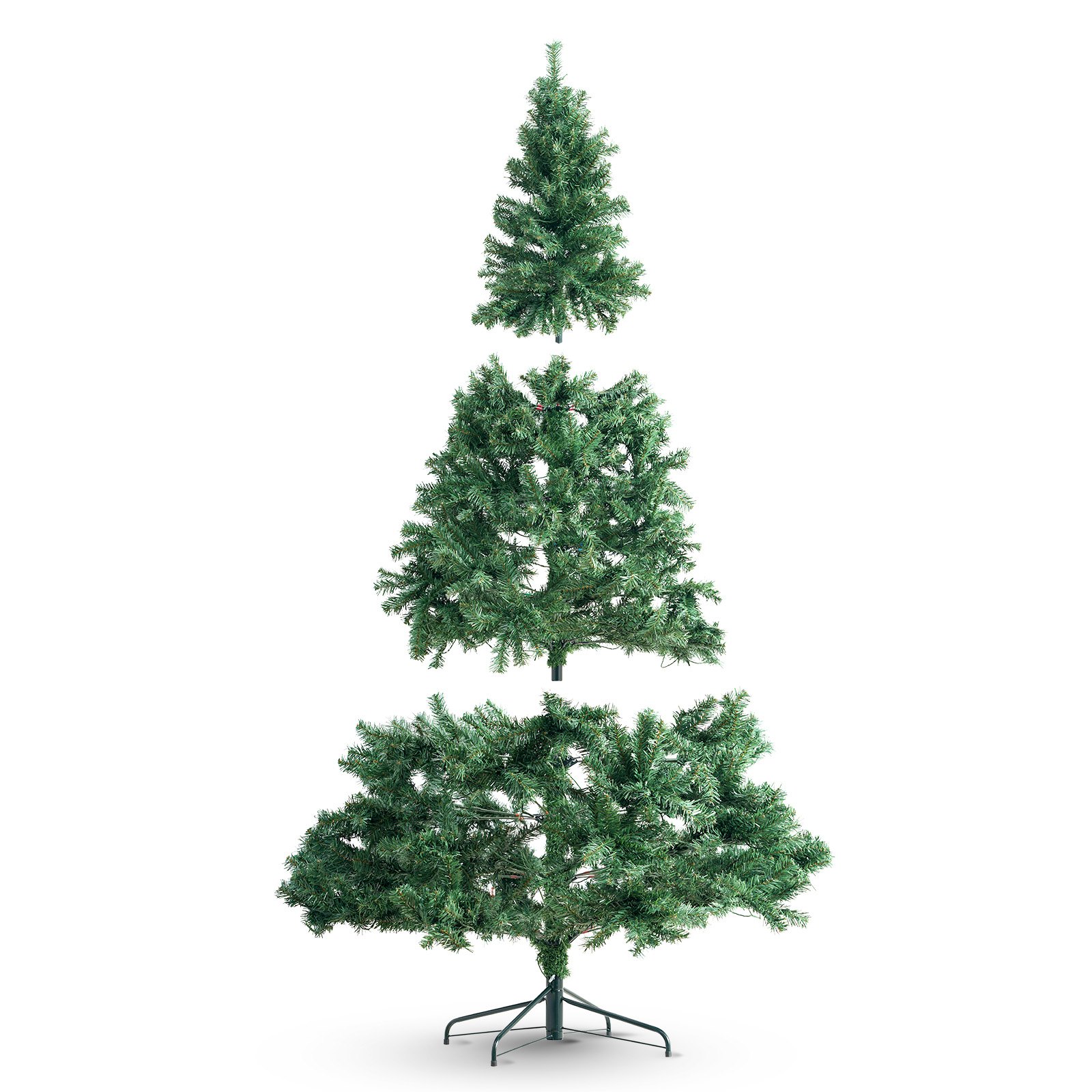 VEVOR Christmas Tree, 6.5ft Prelit Artificial Xmas Tree, Full Holiday Decor Tree with 450 Multi-Color LED Lights, 1227 Branch Tips, Metal Base for Home Party Office Decoration Tested to UL Standards