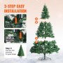 VEVOR Christmas Tree, 7.5ft Prelit Artificial Xmas Tree, Full Holiday Decor Tree with 550 Multi-Color LED Lights, 1346 Branch Tips, Metal Base for Home Party Office Decoration