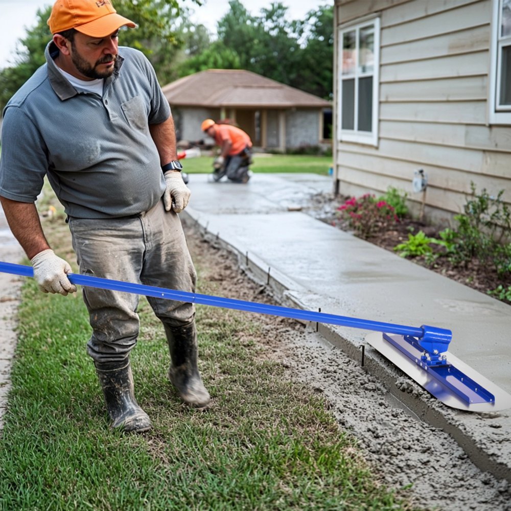 VEVOR Bull Float Magnesium Concrete Float, 47.24 x 7.28 Inch Round End Concrete Float Tool with 4 Aluminum Alloy Replaceable Handles, Cement Finishing Float for Various Industrial Applications