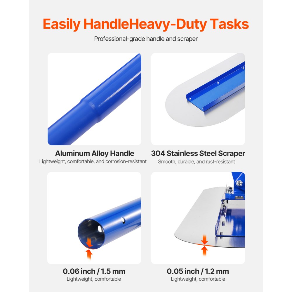 VEVOR Bull Float Magnesium Concrete Float, 47.24 x 11.8 Inch Round End Concrete Float Tool with 4 Aluminum Alloy Replaceable Handles, Cement Finishing Float for Various Industrial Applications