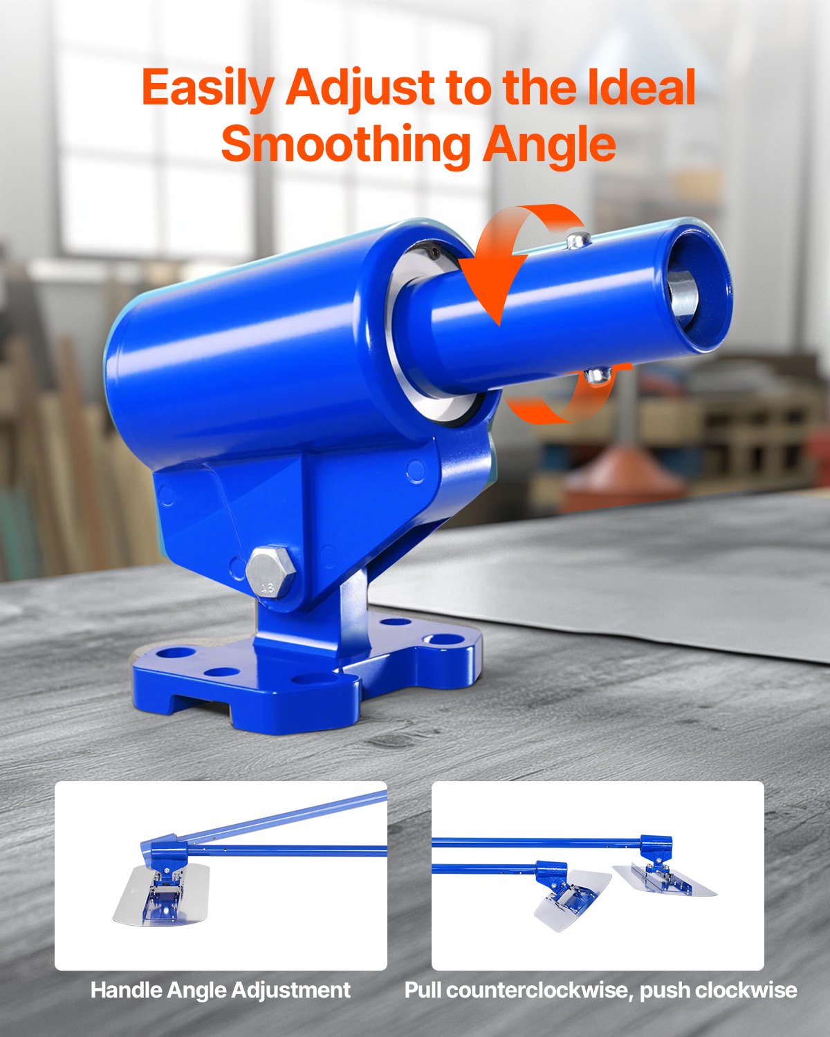 VEVOR Bull Float Magnesium Concrete Float, 47.24 x 7.28 Inch Round End Concrete Float Tool with 4 Aluminum Alloy Replaceable Handles, Cement Finishing Float for Various Industrial Applications