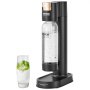 VEVOR sparkling water maker with a bottle of fizzy water and a glass with lime and mint leaves.