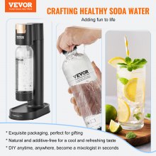 Aparat Sparkling VEVOR, Aparat de sifon pentru carbogazarea in casa, Kit de pornire a apei Seltzer cu sticla PET de 1 l fara BPA, compatibil cu cilindru de CO2 de 60 l cu filet (NU este inclus), negru