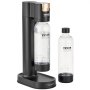 VEVOR sparkling water maker in black with two clear water bottles, one attached and one detached.