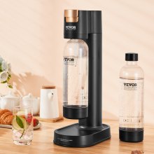 VEVOR Sparkling Water Maker, Soda Maker Machine for Home Carbonating, Seltzer Water Starter Kit with 2 BPA-free 1L PET Bottles, Compatible with Mainstream Screw-in 60L CO2 Cylinder(NOT Included) Black