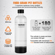 VEVOR Sparkling Water Maker, Soda Maker Machine for Home Carbonating, Seltzer Water Starter Kit with BPA-free 1L PET Bottle, CO2 Cylinder, Compatible with Mainstream Screw-in 60L CO2 Cylinder