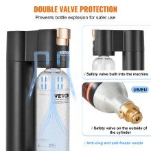 VEVOR Sparkling Water Maker, Soda Maker Machine for Home Carbonating, Seltzer Water Starter Kit with 2 BPA-free 1L PET Bottles, CO2 Cylinder, Compatible with Mainstream Screw-in 60L CO2 Cylinder