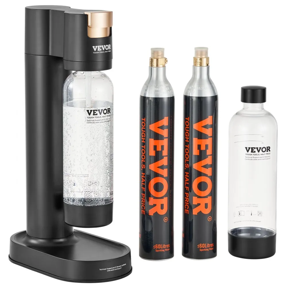 VEVOR Sparkling Water Maker, Soda Maker Machine for Home Carbonating, Seltzer Water Starter Kit with 2 BPA-free 1L PET Bottles, 2 CO2 Cylinders, Compatible with Mainstream Screw-in 60L CO2 Cylinder
