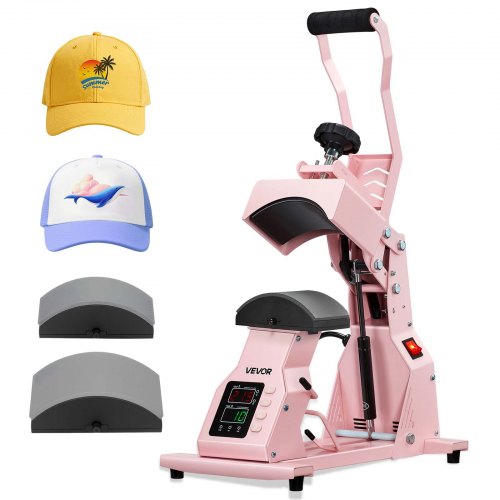 VEVOR Hat Heat Press Machine for Caps Hat Press with 2pcs Platens for HTV Pink