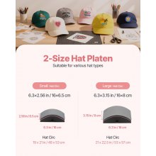 VEVOR Hat Heat Press Machine for Caps Hat Press with 2pcs Platens for HTV Pink