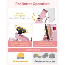 VEVOR Hat Heat Press Machine for Caps Hat Press with 2pcs Platens for HTV Pink
