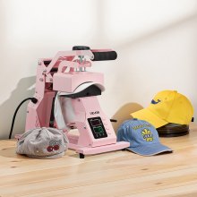 VEVOR Hat Heat Press Machine for Caps Hat Press with 2pcs Platens for HTV Pink
