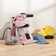 VEVOR Hat Heat Press Machine for Caps Hat Press with 2pcs Platens for HTV Pink