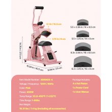 VEVOR Hat Heat Press Machine for Caps Hat Press with 4pcs Platens for HTV Pink