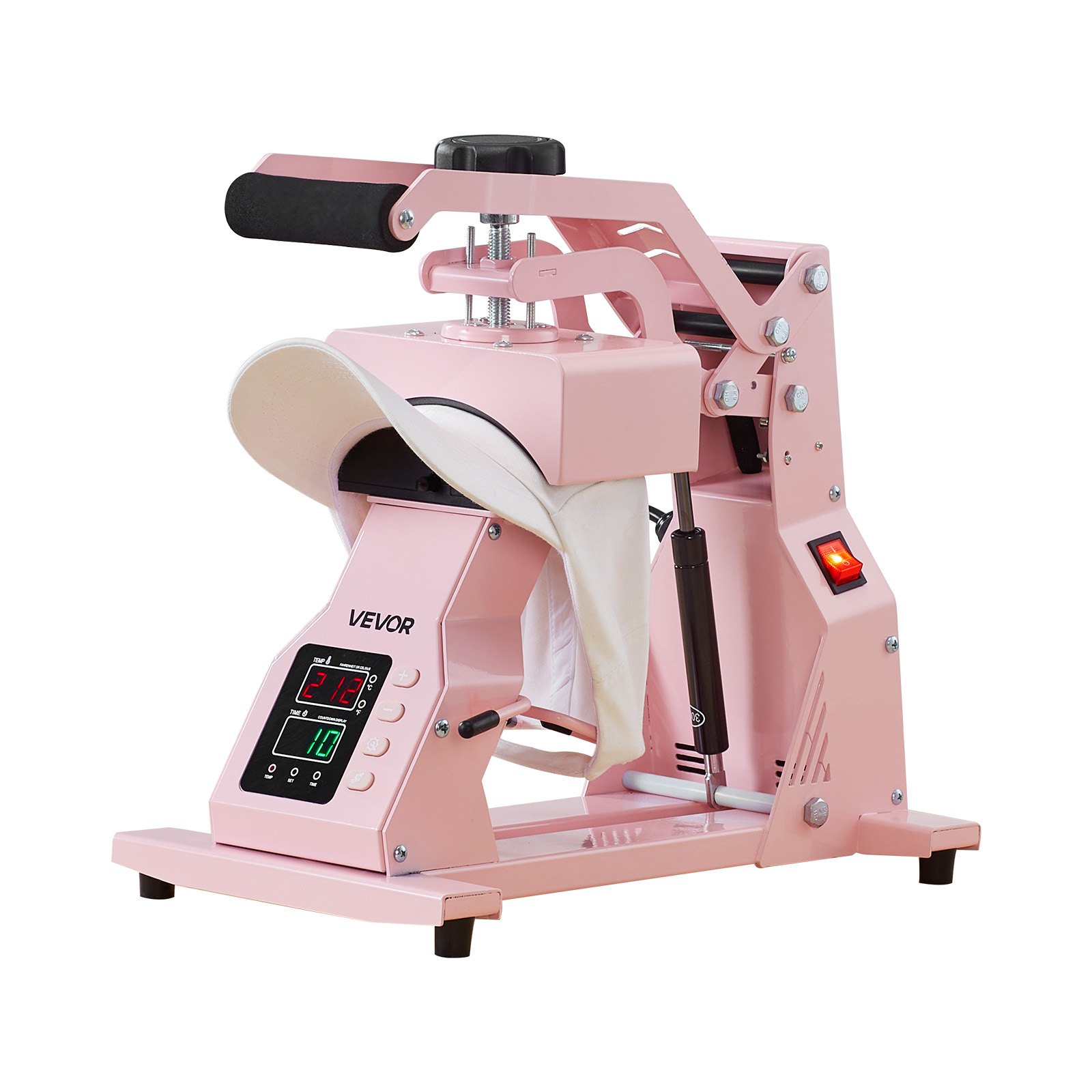 VEVOR Hat Heat Press Machine, with 4pcs Interchangeable Platens, Precise Temperature and Time Control, Hat Press for HTV Iron On and Sublimation Projects, for Caps, Headbands, Cuffs, Face Masks, Pink