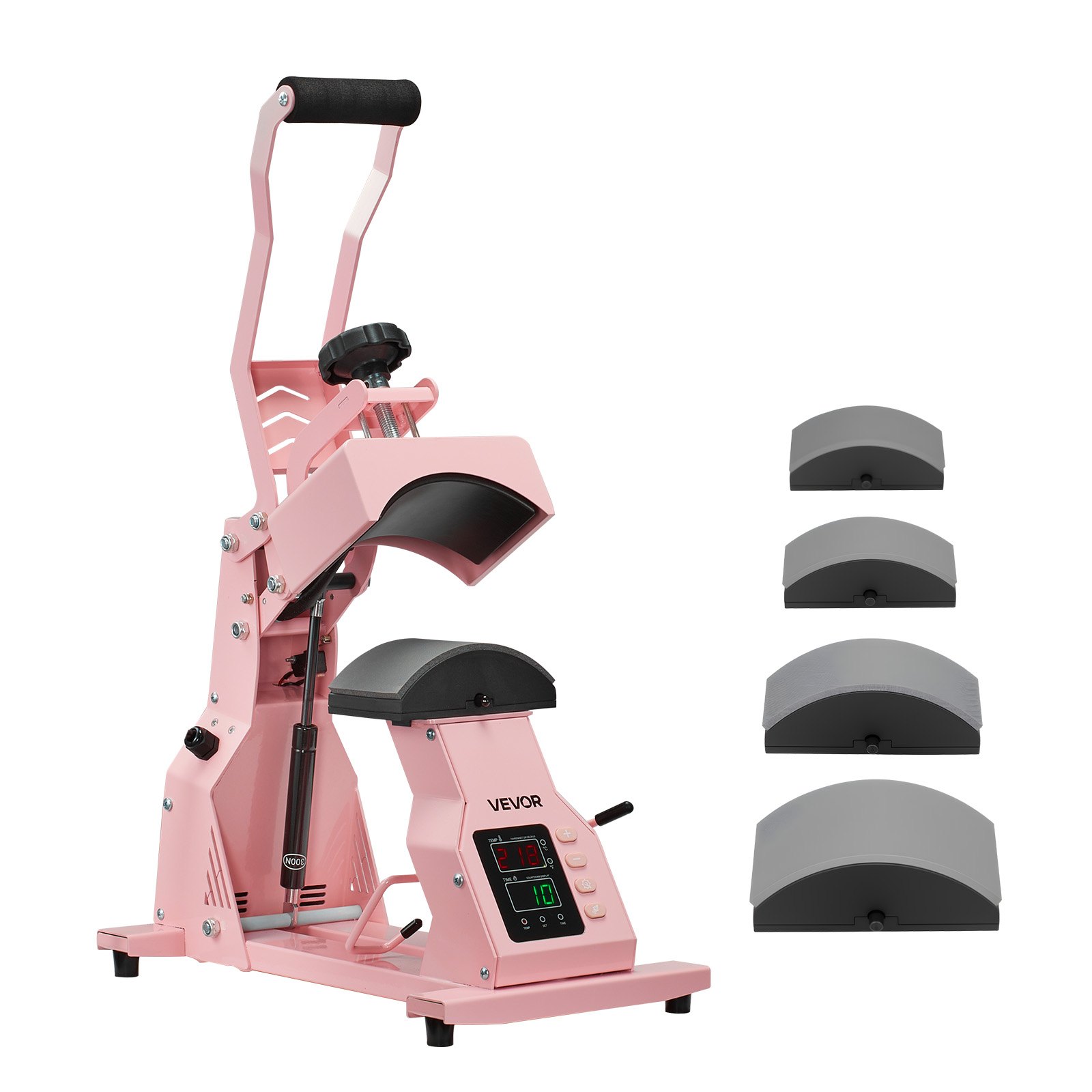 VEVOR Hat Heat Press Machine, with 4pcs Interchangeable Platens, Precise Temperature and Time Control, Hat Press for HTV Iron On and Sublimation Projects, for Caps, Headbands, Cuffs, Face Masks, Pink