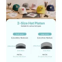 VEVOR Hat Heat Press Machine for Caps Hat Press with 2pcs Platens for HTV Green