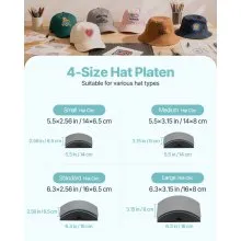VEVOR Hat Heat Press Machine for Caps Hat Press with 4pcs Platens for HTV Green