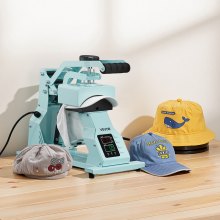 VEVOR Hat Heat Press Machine for Caps Hat Press with 4pcs Platens for HTV Green