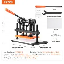 VEVOR Leather Cutting Machine, 10.2 x 5.9 in Embossing Plate Manual Die Cutter, 0.47 in Pressure Stroke Leather Embossing Machine, Dual Guide Shafts Die Cut Machine for Various of Materials