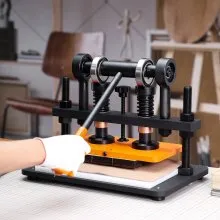 VEVOR Leather Cutting Machine, 10.2 x 5.9 in Embossing Plate Manual Die Cutter, 0.47 in Pressure Stroke Leather Embossing Machine, Dual Guide Shafts Die Cut Machine for Various of Materials