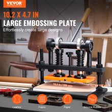 VEVOR Leather Cutting Machine, 10.2 x 4.7 in Embossing Plate Manual Die Cutter, 0.47 in Pressure Stroke Dual Guide Shafts Die Cut Machine, Leather Embossing Machine for Various of Materials