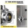 VEVOR Sanitary Butterfly Valve 2 Pack Stainless Butterfly Valve 1.5" Tube Outer Diameter Triclamp Butterfly Valve 304 Stainless Steel Sample Valve Tri Clamp with Pull Handle for Controlling the Fluid