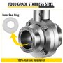 VEVOR Sanitary Butterfly Valve 2 Pack Stainless Butterfly Valve 1.5" Tube Outer Diameter Triclamp Butterfly Valve 304 Stainless Steel Sample Valve Tri Clamp with Pull Handle for Controlling the Fluid