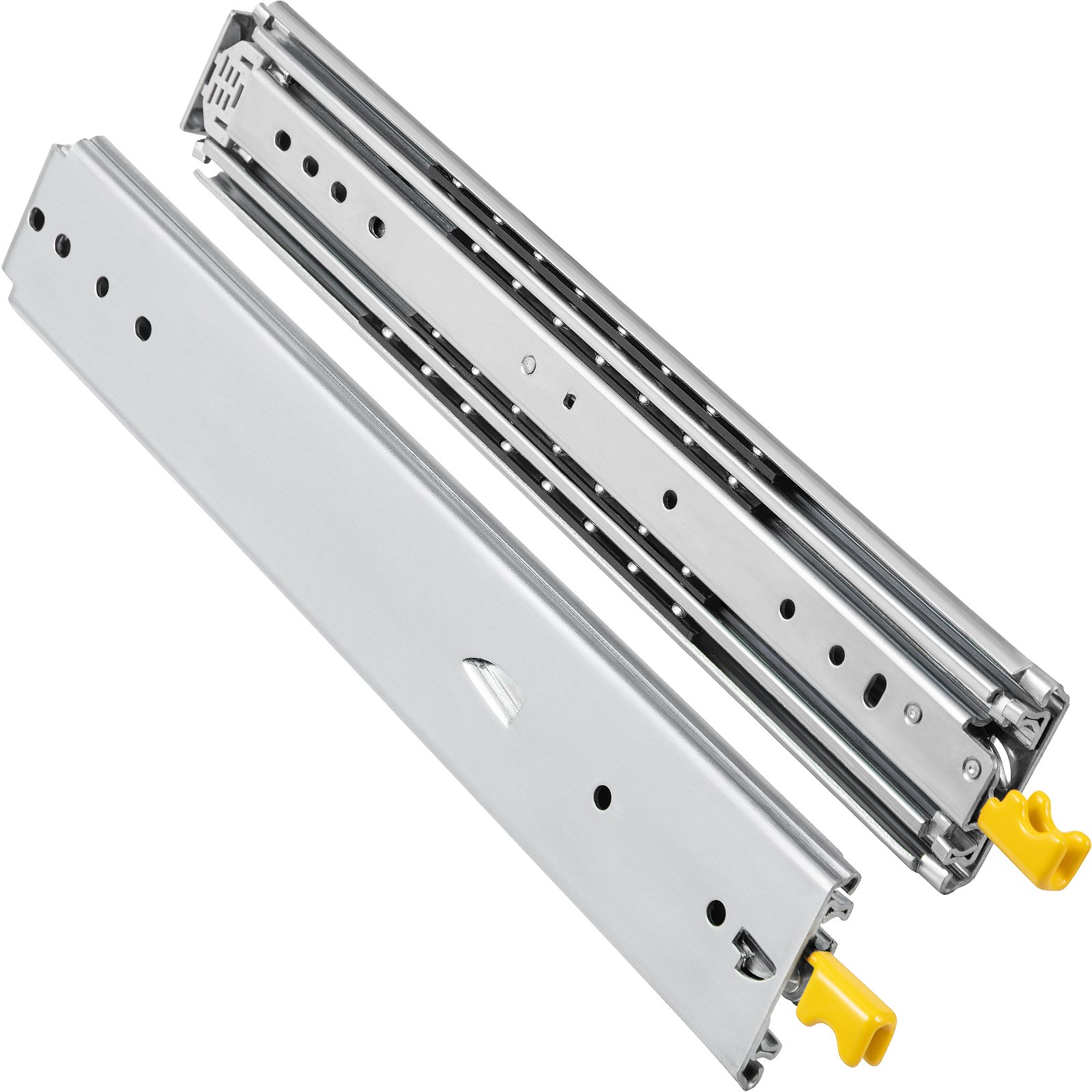 metal VEVOR drawer slides with yellow release levers.