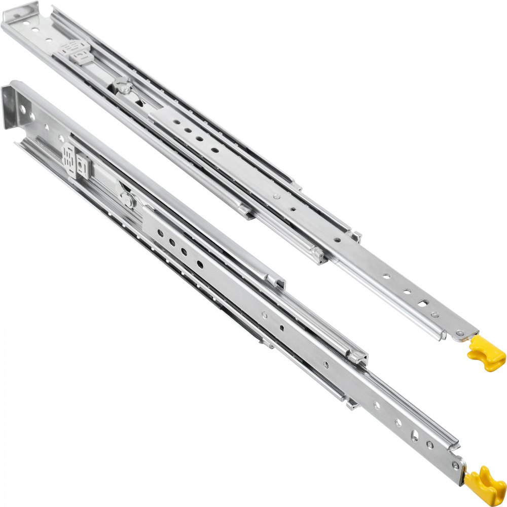 VEVOR drawer slides, heavy-duty metal with yellow locking levers.