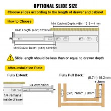 VEVOR Drawer Slide with Lock Drawer Slide 121.9cm Ball Bear 225kg Full Extension